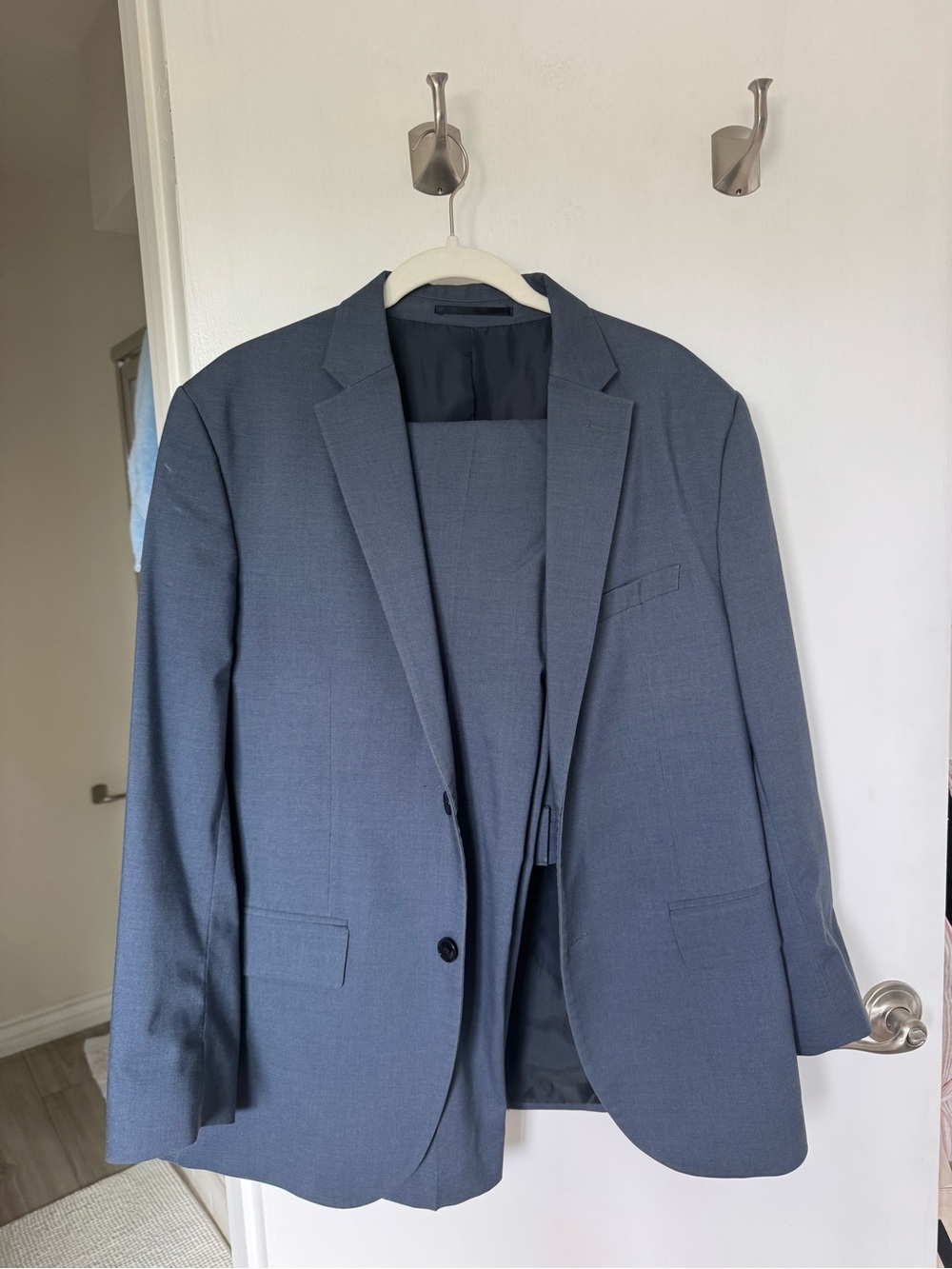 H&M Slate Blue Single-Breasted Suit Blazer and Pants